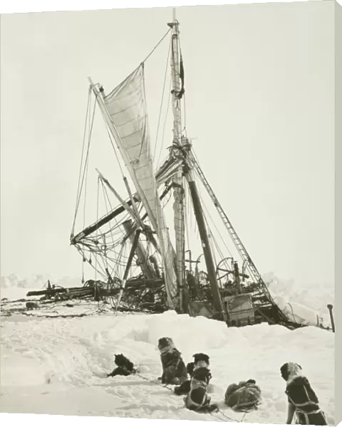 Endurance crushed by the ice and sinking