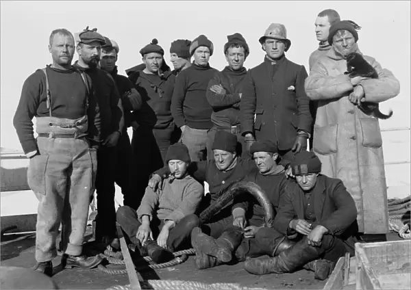 Some of the Terra Nova crew on the fo castle. December 28th 1910