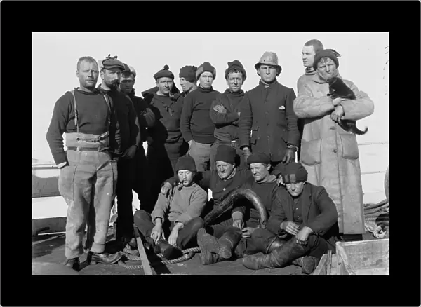 Some of the Terra Nova crew on the fo castle. December 28th 1910