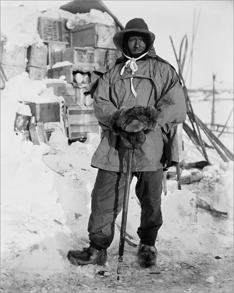 Edgar Evans, leaning on an ice-axe