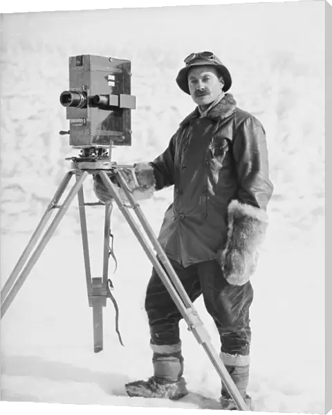Herbert Ponting with his cinematograph. January 30th 1912