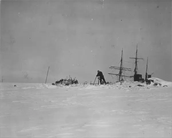 Coaling from the glacier, Mornings masts showing above the ice