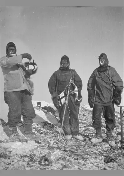 Gran, Abbott and Hooper at summit of Erebus, December 1912