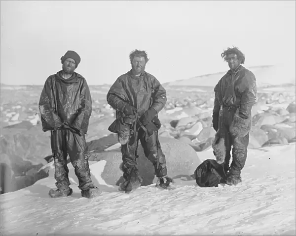 Northern Party after winter in snow cave, 1912 (Priestley, Levick, Browning)