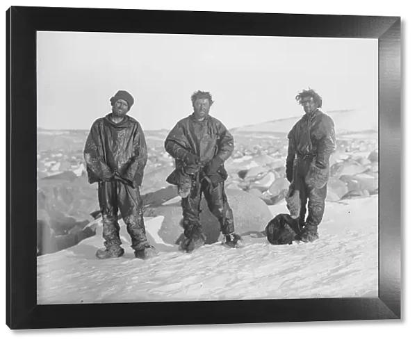 Northern Party after winter in snow cave, 1912 (Priestley, Levick, Browning)