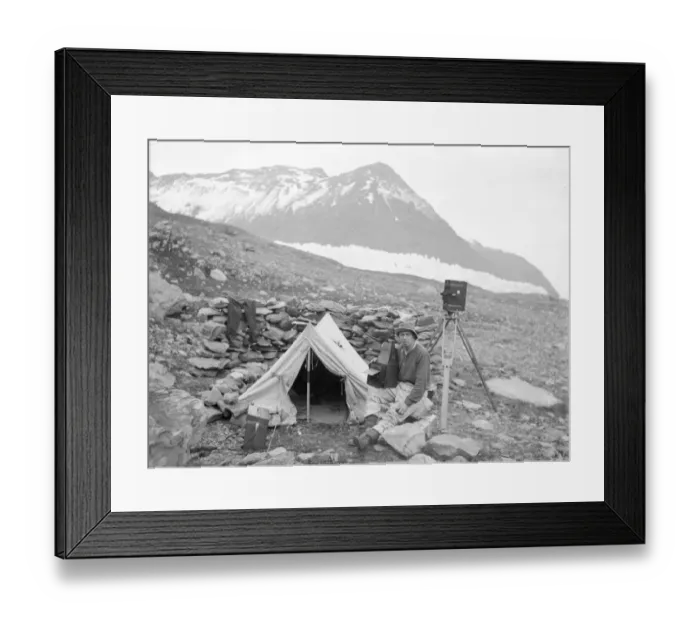 Framed Print : Frank Hurley with cameras, South Georgia
