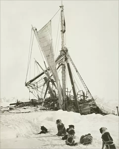 Endurance crushed by the ice and sinking