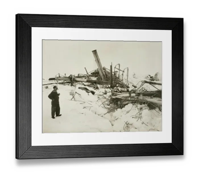 Framed Print : Frank Wild examining the wreckage of the Endurance Framed Print : Frank Wild examining the wreckage of the Endurance