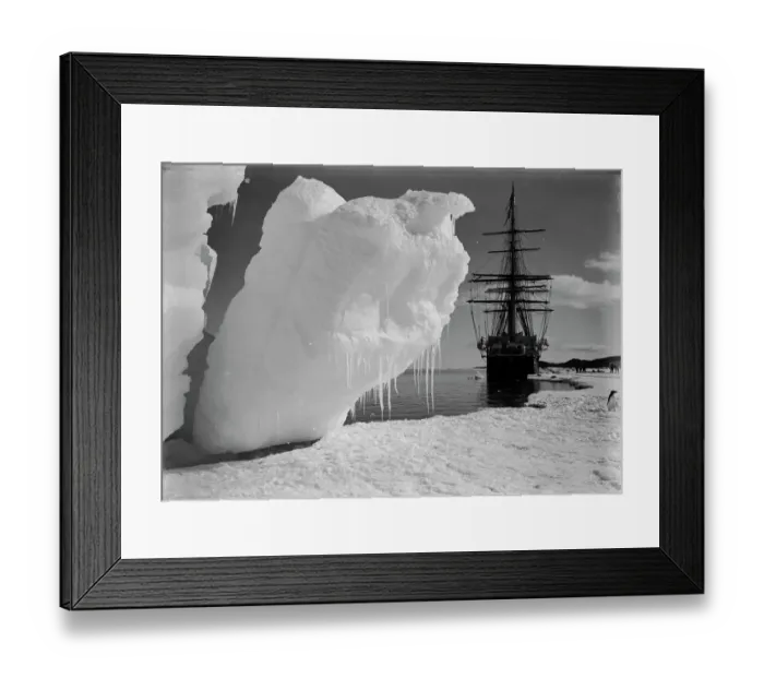 Framed Print : The Terra Nova and a berg at ice-foot. January 16th 1911 Framed Print : The Terra Nova and a berg at ice-foot. January 16th 1911