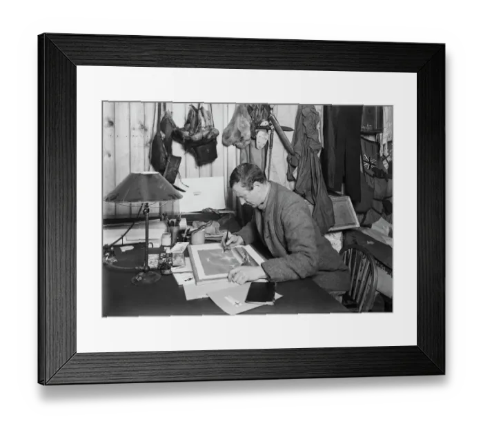 Framed Print : Dr Edward Wilson working on a sketch