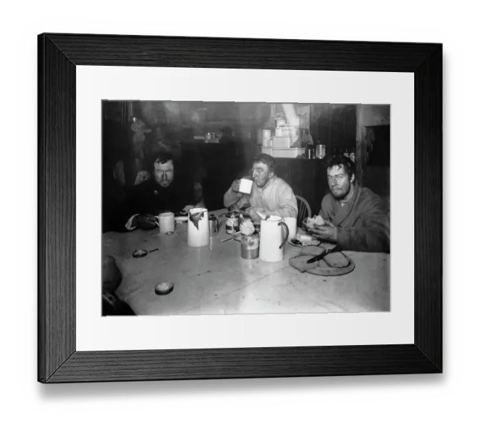 Framed Print : Dr Wilson, Lt Bowers and Apsley Cherry-Garrard on return from winter trip to Cape Crozier. August 1st 1911 Framed Print : Dr Wilson, Lt Bowers and Apsley Cherry-Garrard on return from winter trip to Cape Crozier. August 1st 1911