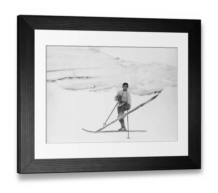 Framed Print : Lt Tryggve Gran turning on ski. October 1911 Framed Print : Lt Tryggve Gran turning on ski. October 1911