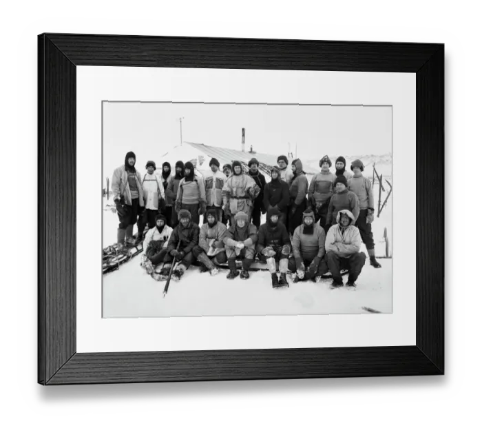 Framed Print : Group of all the Shore Party (except Clissold, ill and Herbert Ponting photographing the Party). October 1911