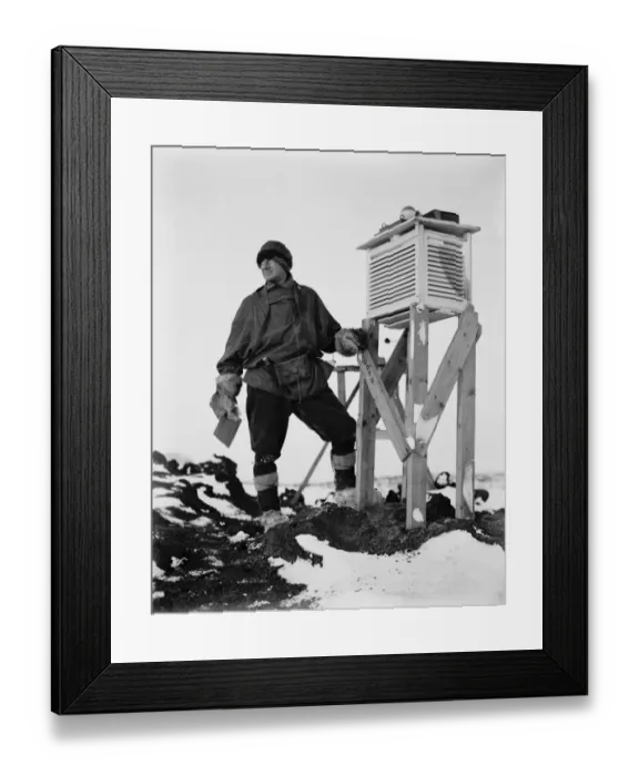 Framed Print : Dr Wilson at the sunshine recorder. August 26th 1911 Framed Print : Dr Wilson at the sunshine recorder. August 26th 1911