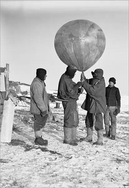 Dr Simpson inflating one of his balloons. April 7th 1911