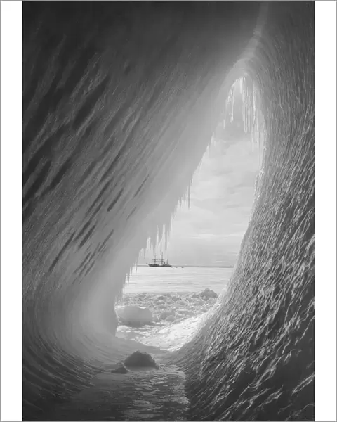 The Cavern in the iceberg without figures. Terra Nova in distance. January 8th 1911