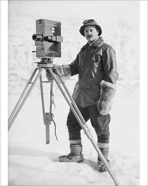 Herbert Ponting with his cinematograph. January 30th 1912