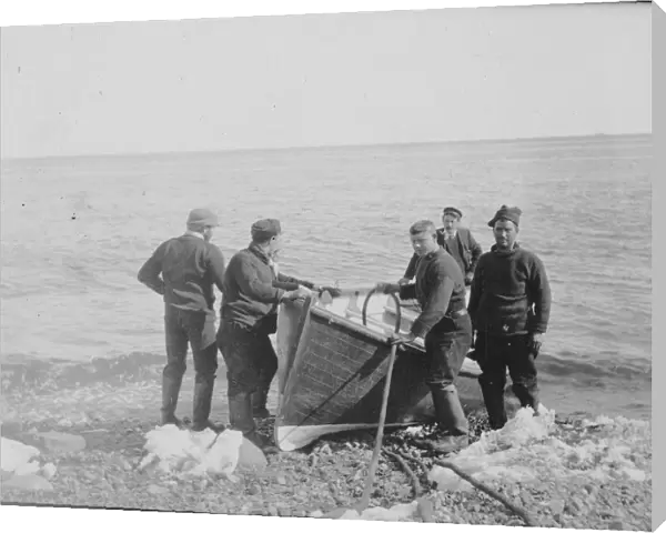 Launching the boat at Franklin Island