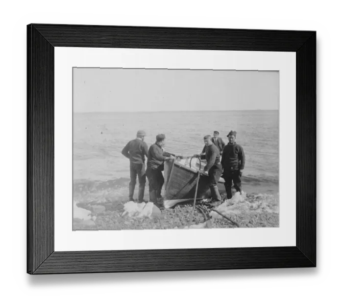 Framed Print : Launching the boat at Franklin Island