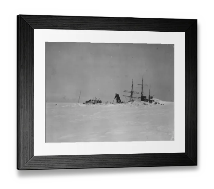 Framed Print : Coaling from the glacier, Mornings masts showing above the ice Framed Print : Coaling from the glacier, Mornings masts showing above the ice