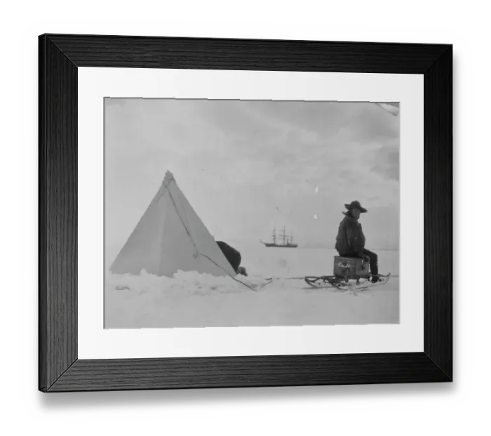 Framed Print : Lt Royds about ready to fire a mine Terra Nova in the distance Framed Print : Lt Royds about ready to fire a mine Terra Nova in the distance