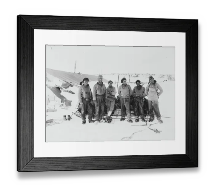 Framed Print : Northern party on arrival at Cape Evans, 7th November 1912 Framed Print : Northern party on arrival at Cape Evans, 7th November 1912