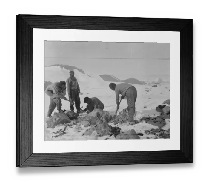 Framed Print : Sandstone moraine. Working on fossil boulder