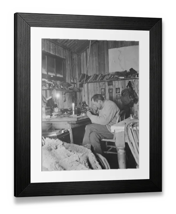 Framed Print : Victor Campbell carrying out scientific research