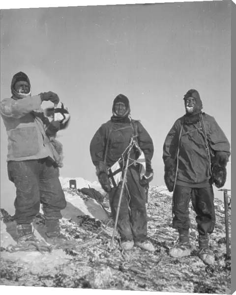 Gran, Abbott and Hooper at summit of Erebus, December 1912