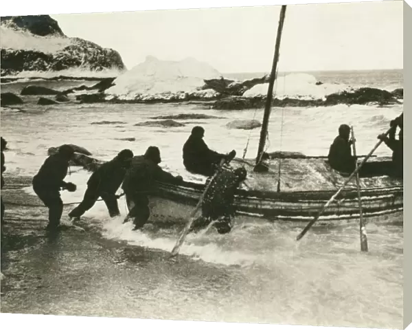The James Caird setting out for South Georgia