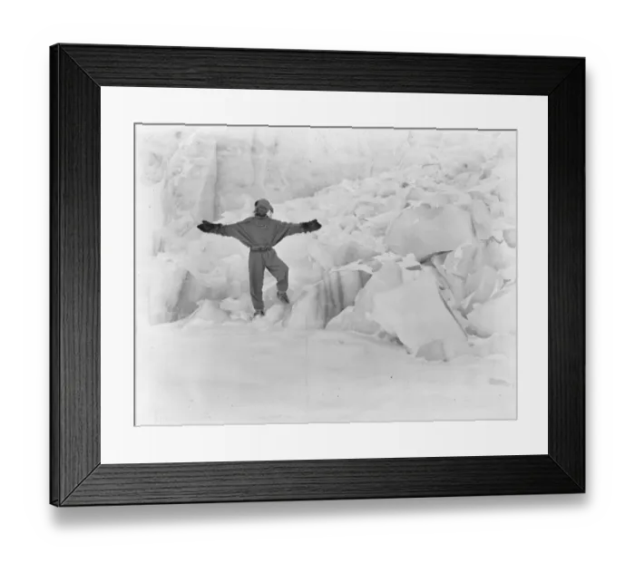 Framed Print : Raymond Priestley standing beside Warning Glacier Framed Print : Raymond Priestley standing beside Warning Glacier