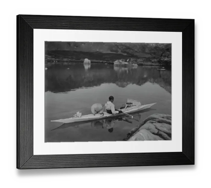 Framed Print : H. G. (Gino) Watkins in kayak among ice floes