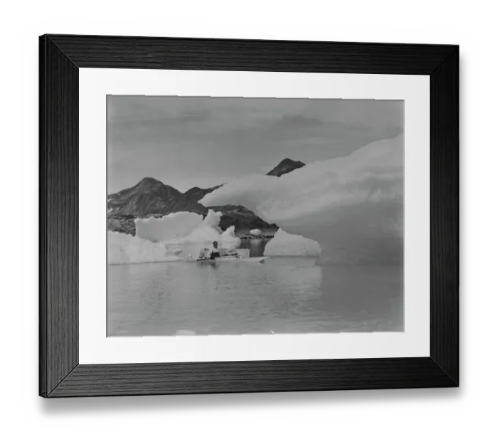 Framed Print : H. G. (Gino) Watkins in kayak among floes Framed Print : H. G. (Gino) Watkins in kayak among floes