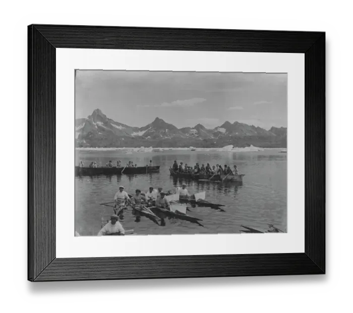 Framed Print : Inuit people, kayaks, umiaks in Angmagssalik area Framed Print : Inuit people, kayaks, umiaks in Angmagssalik area
