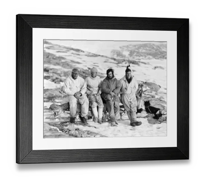 Framed Print : Rymill, Watkins, Courtauld and Chapman at Base after Courtaulds relief Framed Print : Rymill, Watkins, Courtauld and Chapman at Base after Courtaulds relief
