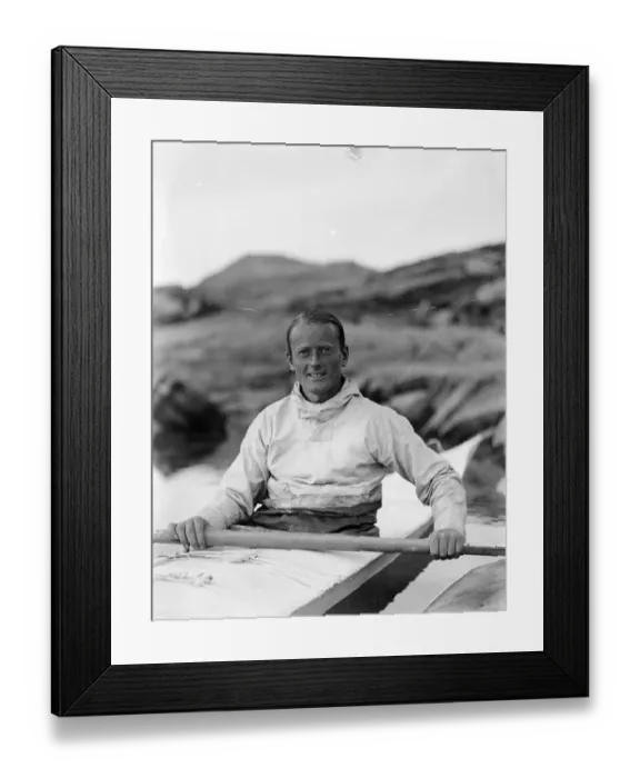Framed Print : H. G. (Gino) Watkins in kayak Framed Print : H. G. (Gino) Watkins in kayak