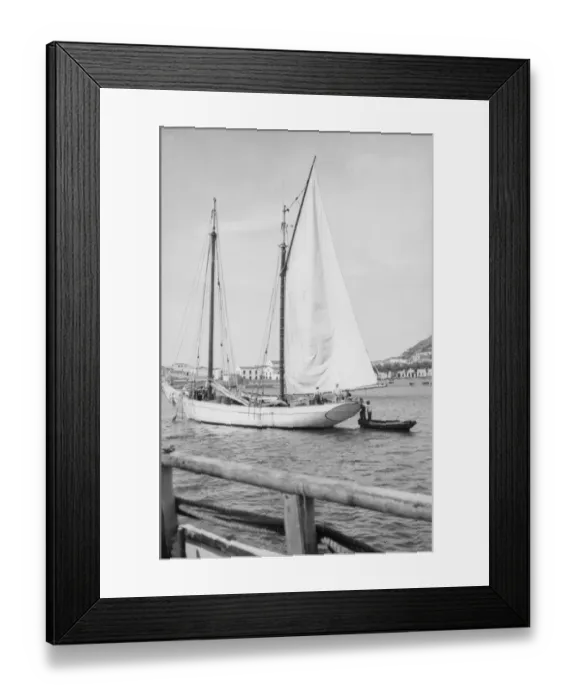 Framed Print : Small schooner in harbour, Azores Framed Print : Small schooner in harbour, Azores