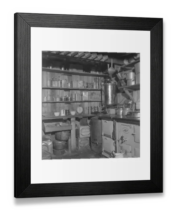 Framed Print : Kitchen, Argentine Islands hut Framed Print : Kitchen, Argentine Islands hut