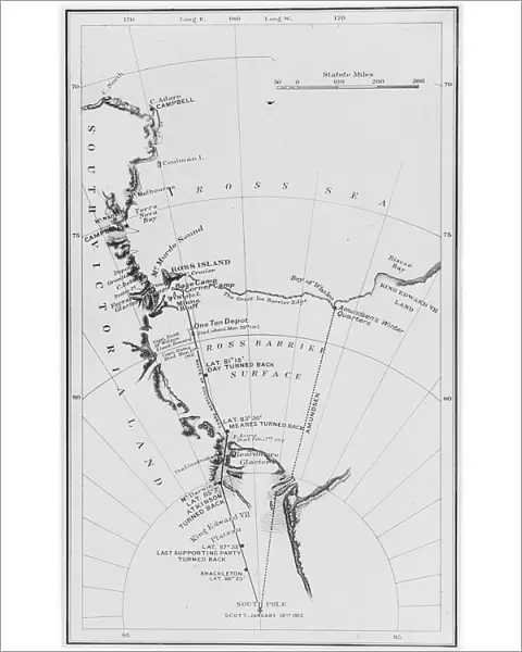 Map of Scotts and Amundsens route to the South Pole