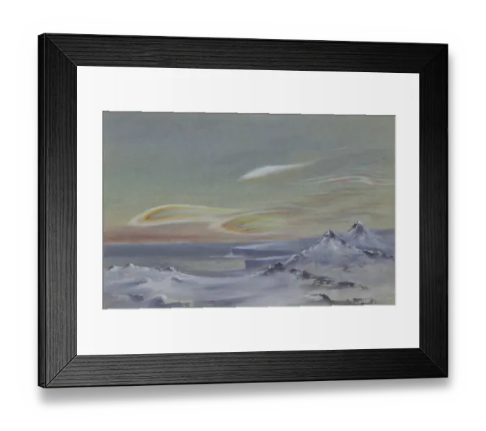 Framed Print : Iridescent clouds, looking north from the Ramp on Cape Evans, 9 August 1911 Framed Print : Iridescent clouds, looking north from the Ramp on Cape Evans, 9 August 1911