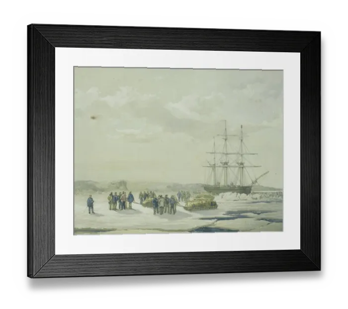 Framed Print : Sledge-party leaving HMS Investigator in Mercy Bay, under command of Lieutenant Gurney Cresswell Framed Print : Sledge-party leaving HMS Investigator in Mercy Bay, under command of Lieutenant Gurney Cresswell