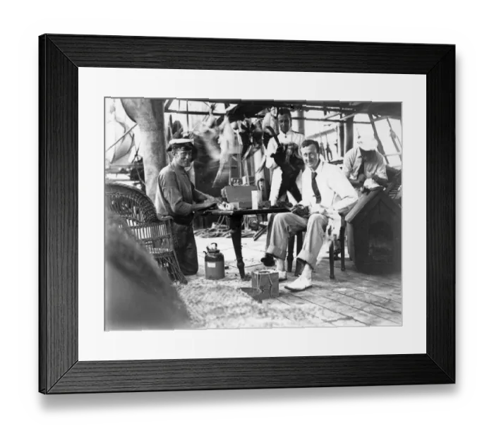 Framed Print : Skinning birds on deck of Discovery Framed Print : Skinning birds on deck of Discovery