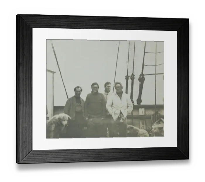 Framed Print : Wild, Shackleton, Marshall, Adams. Return of Southern Party after 126 days journey Framed Print : Wild, Shackleton, Marshall, Adams. Return of Southern Party after 126 days journey
