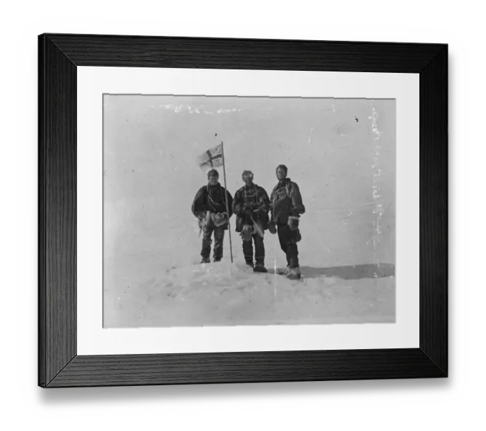 Framed Print : At the magnetic pole, Mackay, Mawson and David Framed Print : At the magnetic pole, Mackay, Mawson and David