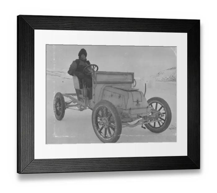 Framed Print : Bernard Day in his motor car Framed Print : Bernard Day in his motor car