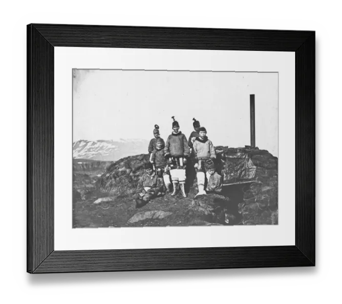 Framed Print : Group of Inuit people on shore Framed Print : Group of Inuit people on shore