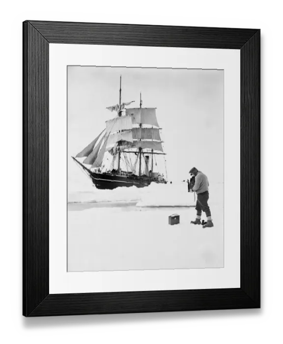 Framed Print : Ponting photographing the Terra Nova in the pack, December 1910