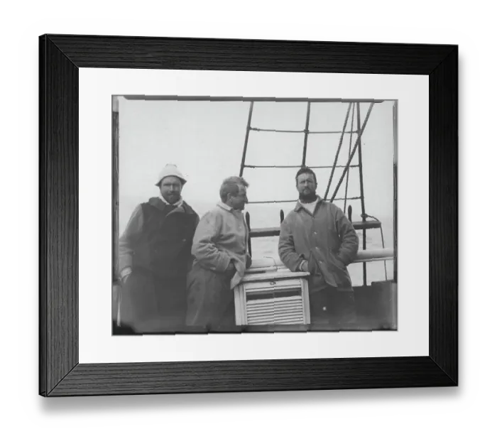 Framed Print : Aeneas Mackintosh, Jameson Adams and Bertam Armytage on board Nimrod Framed Print : Aeneas Mackintosh, Jameson Adams and Bertam Armytage on board Nimrod