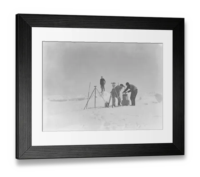 Framed Print : D.G. Jeffrey and G.V. Douglas taking observations for magnetic dip Framed Print : D.G. Jeffrey and G.V. Douglas taking observations for magnetic dip