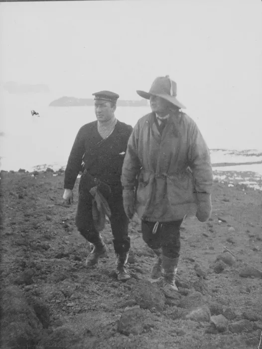 Framed Print : Capts Scott and Colbeck climbing on Island in McMurdo Strait Framed Print : Capts Scott and Colbeck climbing on Island in McMurdo Strait